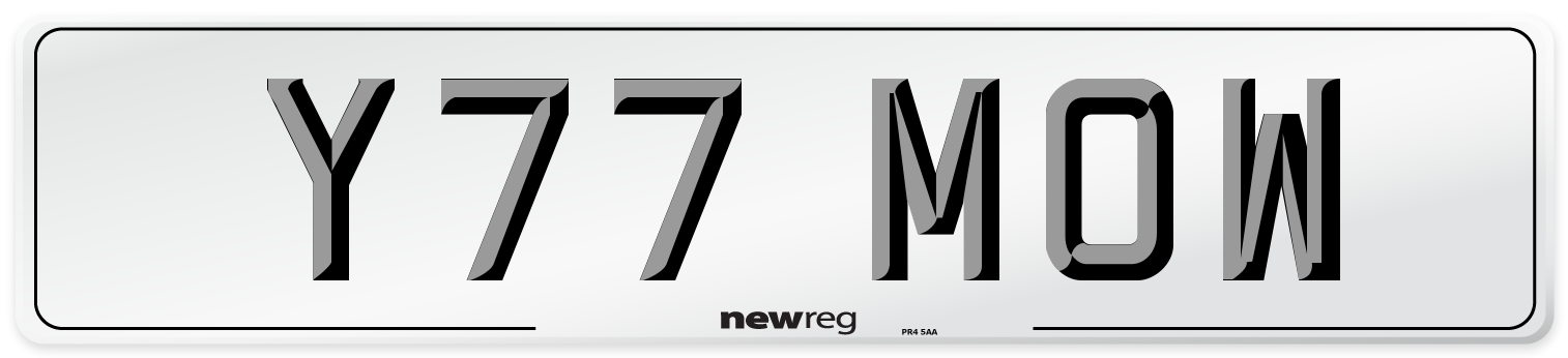 Y77 MOW Number Plate from New Reg